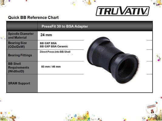 PressFit 30 to BSA adapter, 83 mm Bottom bracket