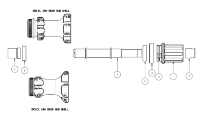 SUNringle SRC/SRX Centerlock Rear Axle Alloy Rear hub axle