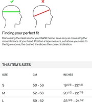 KASK Icon cyklisticka prilba tabulka velkosti