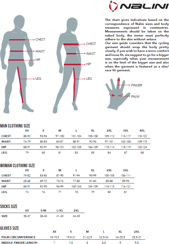 Size chart nalini